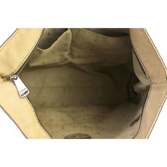 FOSSIL ANTIQUE GOLD GENUINE LEATHER BOHO SHOULDER BAG HANDBAG TOTE HOBO PURSE - Picture 11 of 12